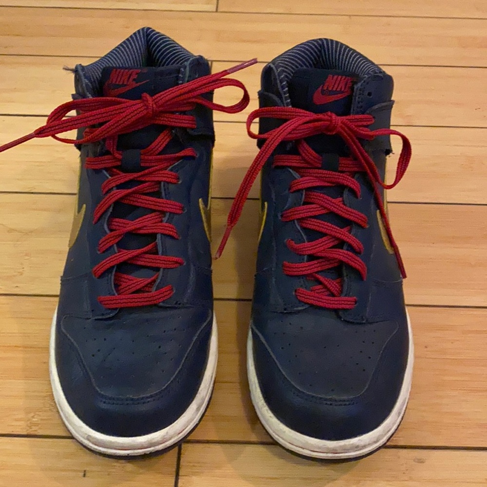 Nike Navy Hightops with Gold Check